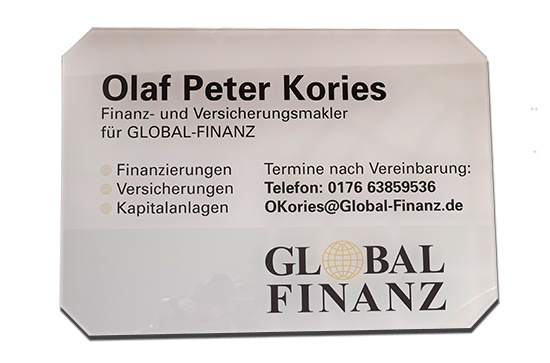 Acryl Firmenschild achteckig