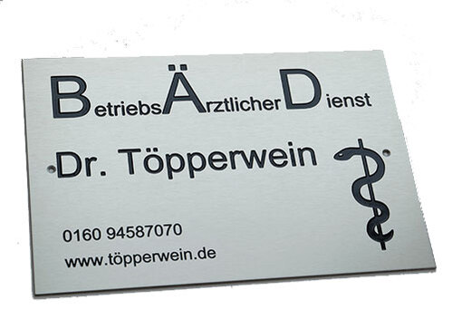 Arztschild Alu silber mit Gravur