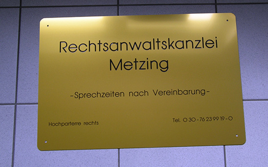 Kanzleischild Aluminium gold eloxiert