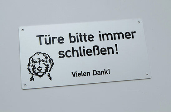 Schild Alu silber matt mit Gravur