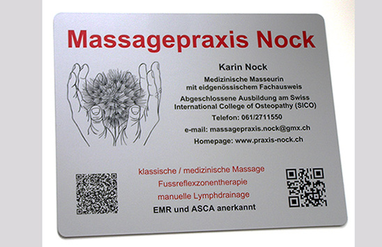 Praxisschild Alu-Schibond® silber bedruckt