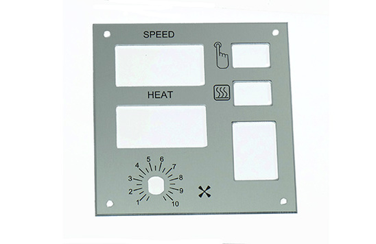 Frontplatte Alu silber matt mit Eloxalunterdruck schwarz