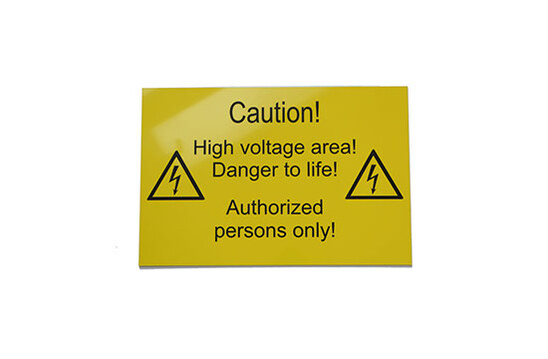 Graviertes Resopalschild gelb-schwarz