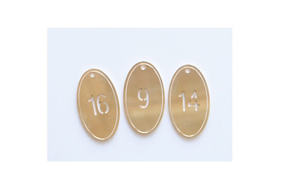 Schlüsselanhänger Messing walzblank, Nummern ausgefräst