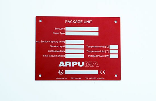 Typenschild Alu mit rotem Eloxalunterdruck