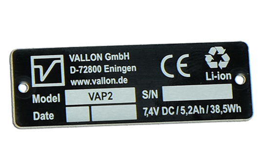 Typenschild mit Primolux® auf Alu silber matt