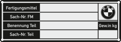Typenschild BMW 105x37x1,5 R2 4 Bohrungen