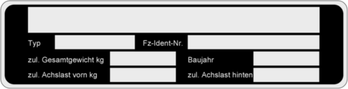 Fahrzeugkennzeichnungsschild 148x38x1mm mit Bohrungen