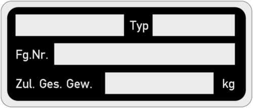 Fahrzeugkennzeichnungsschild 70x30x1mm