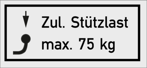Zul&auml;ssige St&uuml;tzlast 75kg 65x30x1mm