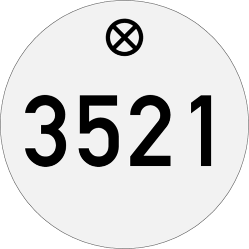 Werkzeugmarke Ø 30 mm Edelstahl geschliffen mit Laserbeschriftung Ziffern