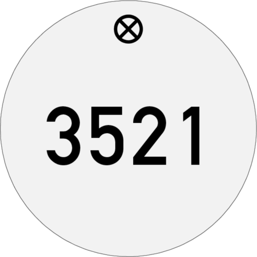 Werkzeugmarke Ø 40 mm Edelstahl geschliffen mit Laserbeschriftung Ziffern