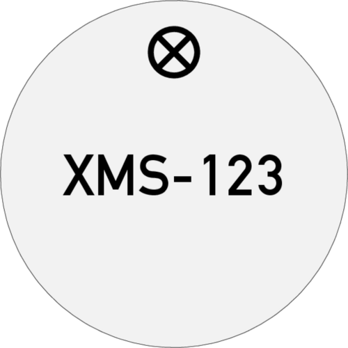 Werkzeugmarke Ø 30 mm Edelstahl geschliffen mit Laserbeschriftung Text 1-zeilig