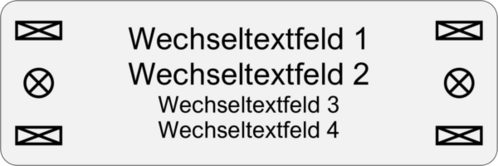 Schild 90x30x1,0 mm, Edelstahl V2A geschliffen, 4 Aussparungen u. 2 Bohrungen