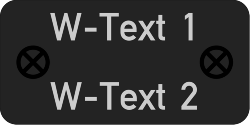Gravurschild - Anlagenschild 30x15x1,0mm, Ecken R2, Alu schwarz matt , 2-zeilig