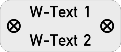 Gravurschild - Anlagenschild 35x15x1,0mm, Ecken R3, Alu silber matt , 2-zeilig