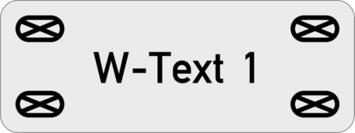 Gravurschild 40x15x1,5 mm, Kunststoff silbermetallic, 4 Langlöcher 5x2,5 mm