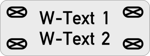 Gravurschild 40x15x1,5 mm, Kunststoff silbermetallic, 4 Langlöcher 5x2,5 mm