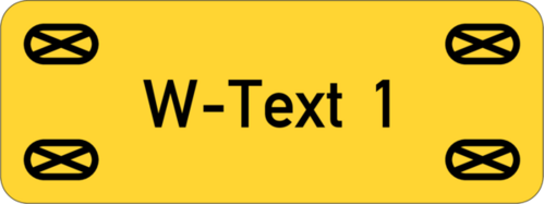 Gravurschild 40x15x1,5 mm, Kunststoff gelb, 4 Langlöcher 5x2,5 mm