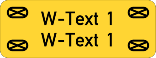 Gravurschild 40x15x1,5 mm, Kunststoff gelb, 4 Langlöcher 5x2,5 mm