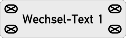 Gravurschild 50x15x1,0 mm, Ecken R1,5 mm, Alu silber, 1-zeilig, 4 Langlöcher