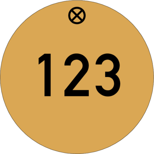 Werkzeugmarke Ø 40 mm Aluminium gold matt mit Zifferngravur