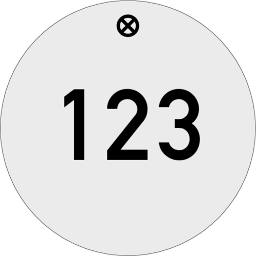 Werkzeugmarke Ø 40 mm Aluminium silber matt mit Zifferngravur