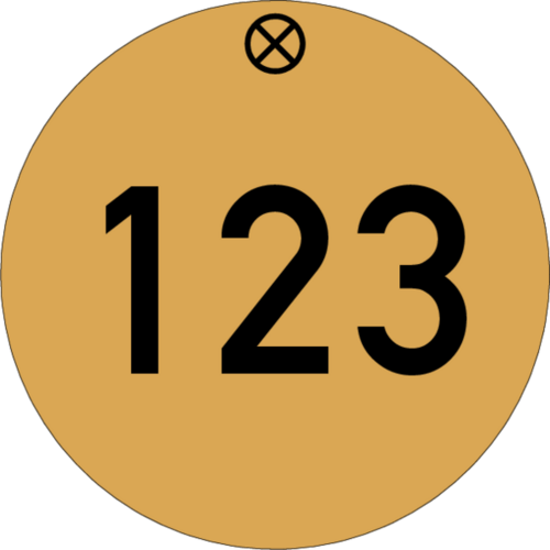 Werkzeugmarke Ø 50 mm Aluminium gold matt mit Zifferngravur