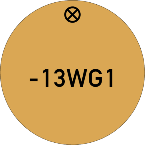 Werkzeugmarke Ø 40 mm Aluminium gold matt mit Textgravur