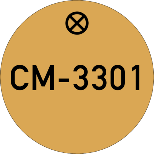 Werkzeugmarke Ø 30 mm Aluminium gold matt mit Textgravur