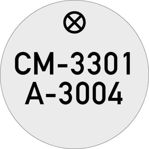 Werkzeugmarke Ø 30 mm Aluminium silber matt mit Textgravur