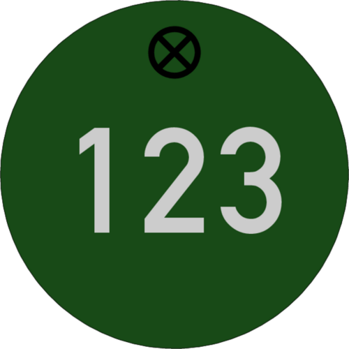 Werkzeugmarke Ø 30 mm Aluminium grün matt mit Zifferngravur