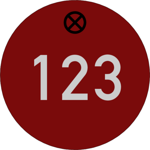 Werkzeugmarke Ø 30 mm Aluminium rot matt mit Zifferngravur