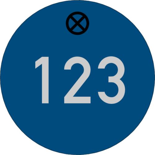 Werkzeugmarke Ø 30 mm Aluminium blau matt mit Zifferngravur