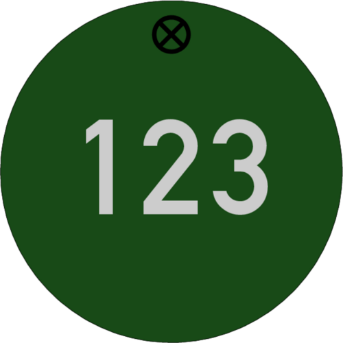 Werkzeugmarke Ø 40 mm Aluminium grün matt mit Zifferngravur