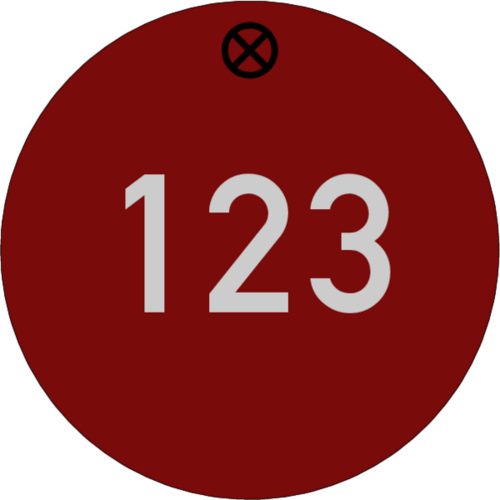 Werkzeugmarke Ø 40 mm Aluminium rot matt mit Zifferngravur