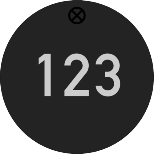 Werkzeugmarke Ø 40 mm Aluminium schwarz matt mit Zifferngravur