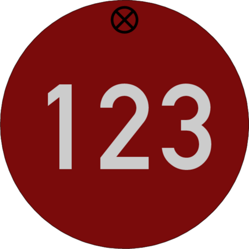 Werkzeugmarke Ø 50 mm Aluminium rot matt mit Zifferngravur