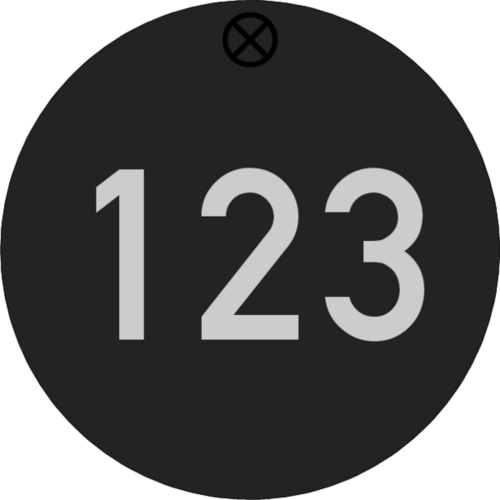 Werkzeugmarke Ø 50 mm Aluminium schwarz matt mit Zifferngravur