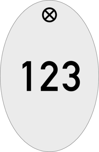 Werkzeugmarke oval Aluminium silber matt mit Zifferngravur