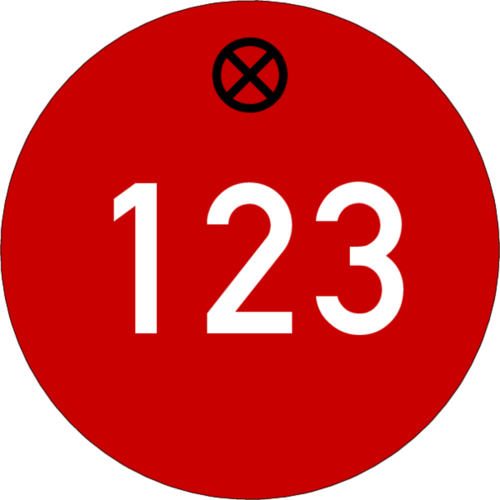 Werkzeugmarke Ø 30 mm Kunststoff rot mit Zifferngravur