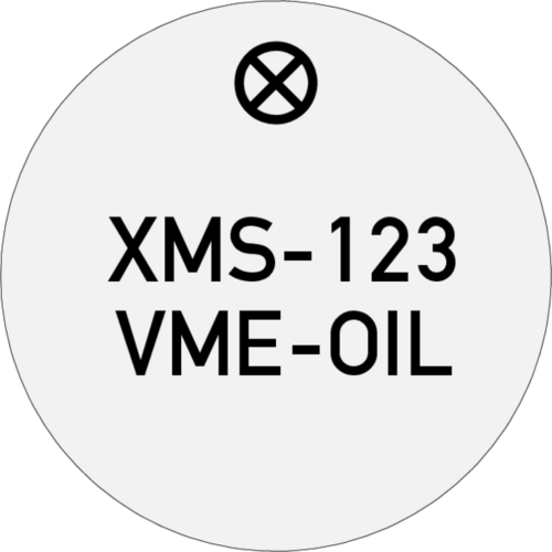 Werkzeugmarke Ø 30 mm Edelstahl geschliffen mit Laserbeschriftung Text 2-zeilig