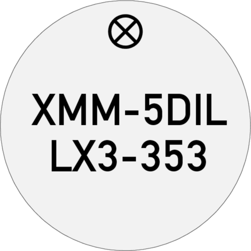 Werkzeugmarke Ø 40 mm Edelstahl geschliffen mit Laserbeschriftung Text 2-zeilig