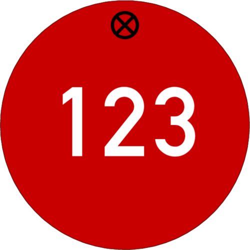 Werkzeugmarke Ø 40 mm Kunststoff rot mit Zifferngravur