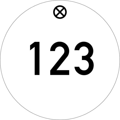 Werkzeugmarke Ø 40 mm Kunststoff weiß mit Zifferngravur