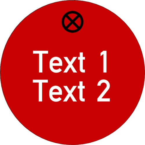 Werkzeugmarke Ø 30 mm Kunststoff rot mit Textgravur 2-zeilig