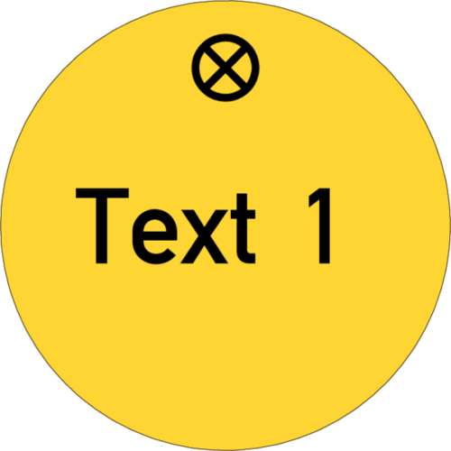 Werkzeugmarke Ø 30 mm Kunststoff gelb mit Textgravur