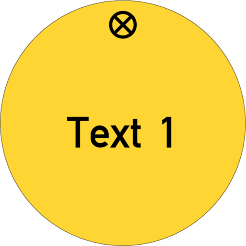 Werkzeugmarke Ø 40 mm Kunststoff gelb mit Textgravur