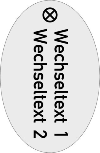 Werkzeugmarke oval Aluminium silber matt mit Textgravur