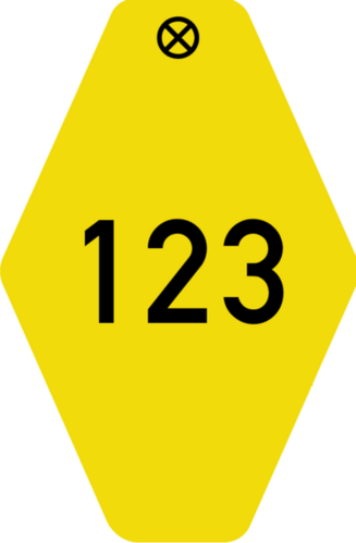 Werkzeugmarke Raute Kunststoff gelb mit Zifferngravur